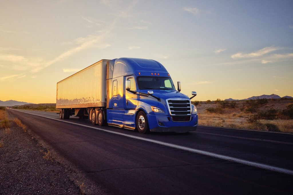 Long-haul trucker on a highway