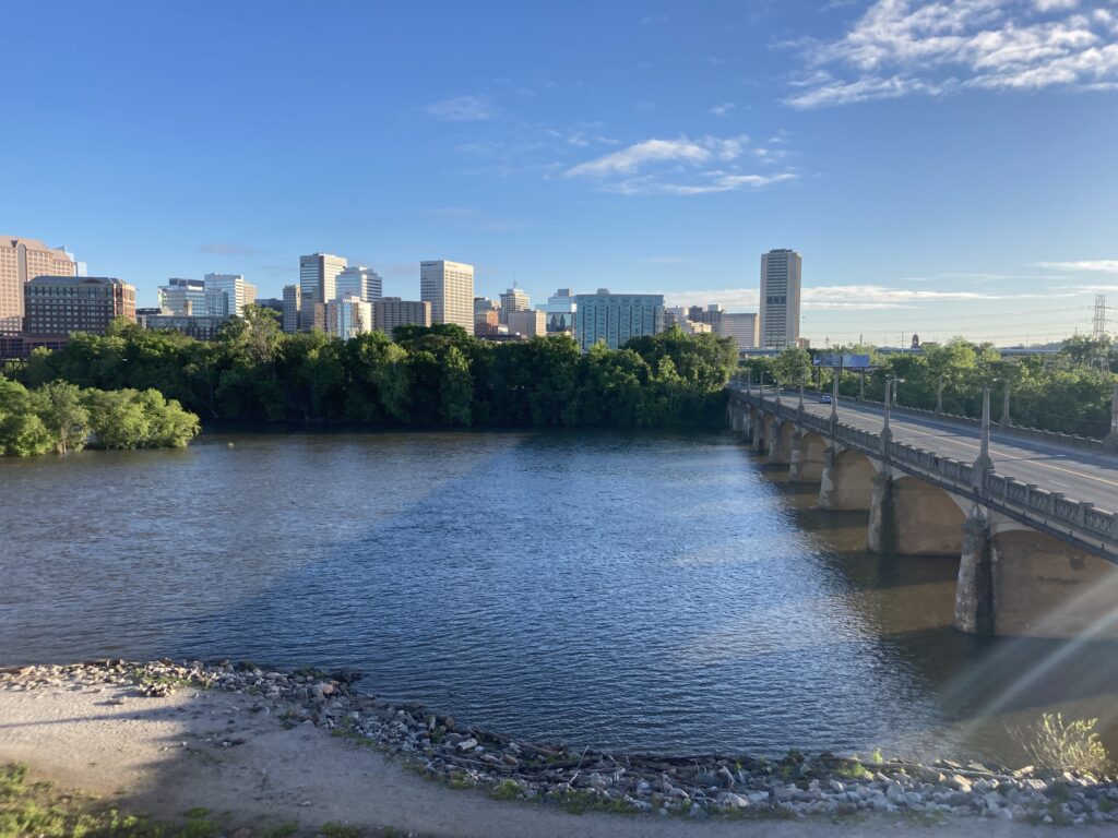 The skyline of Richmond, Virginia as seen from Manchester